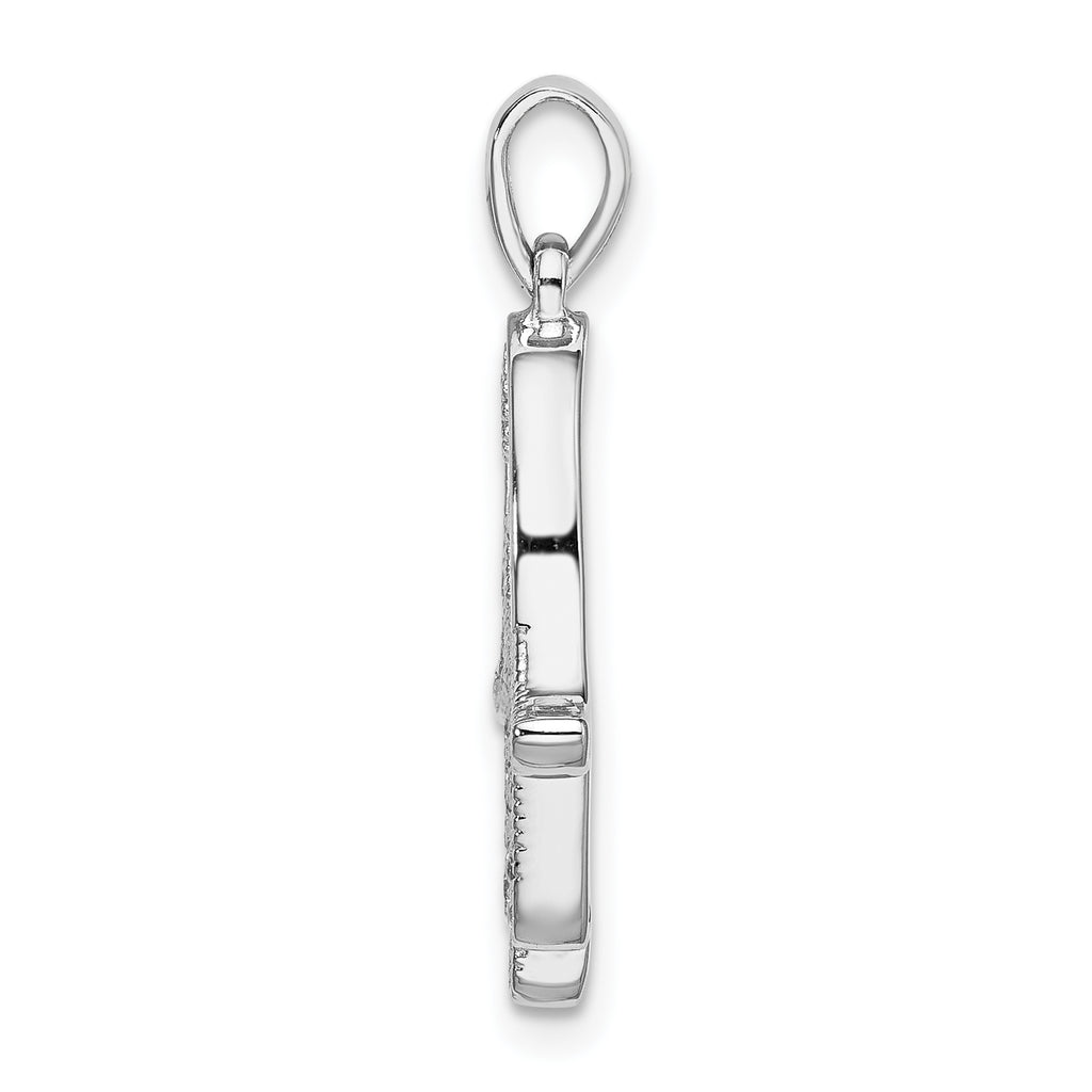 Sophia Jewelers Sterling Silver CZ Chamseh Pendant with Rhodium Plated Finish