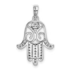 Sophia Jewelers Sterling Silver CZ Chamseh Pendant with Rhodium Plated Finish