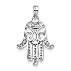 Sophia Jewelers Sterling Silver CZ Chamseh Pendant with Rhodium Plated Finish