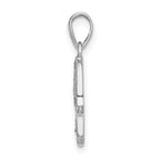 Sophia Jewelers 925 Silver Hamseh Pendant with Rhodium Plated Enamel and Glitter Glass Stone