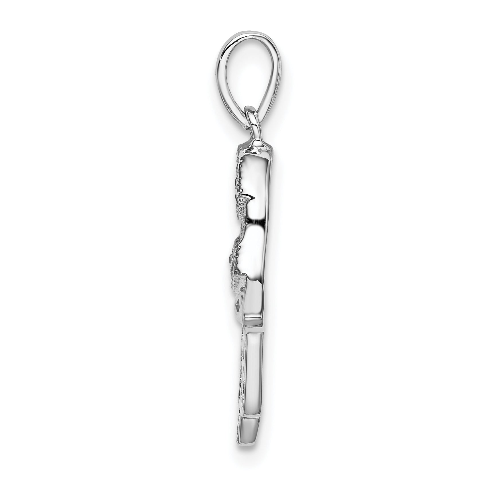 Sterling Silver 925 Polished Chamseh Pendant with CZ and Sapphire Secondary image