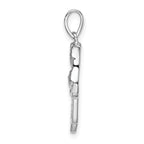 Sterling Silver 925 Polished Chamseh Pendant with CZ and Sapphire