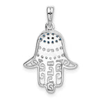 Sterling Silver 925 Polished Chamseh Pendant with CZ and Sapphire