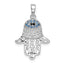 Sterling Silver Rhodium Black/White CZ Syn. Sapphire Chamseh Pendant