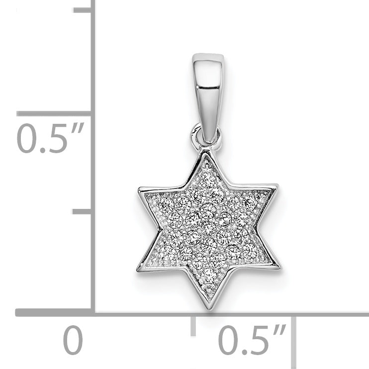 Sterling Silver 925 Star of David Pendant with Polished CZ Elegance
