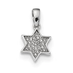 Sterling Silver Rhodium-plated CZ Star of David Pendant
