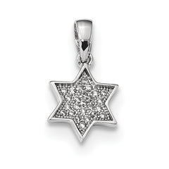 Sterling Silver Rhodium-plated CZ Star of David Pendant