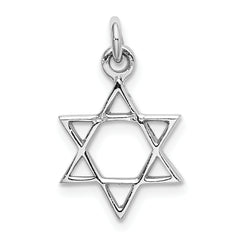 Sterling Silver Rhodium-Plated Star of David Pendant with Polished Finish