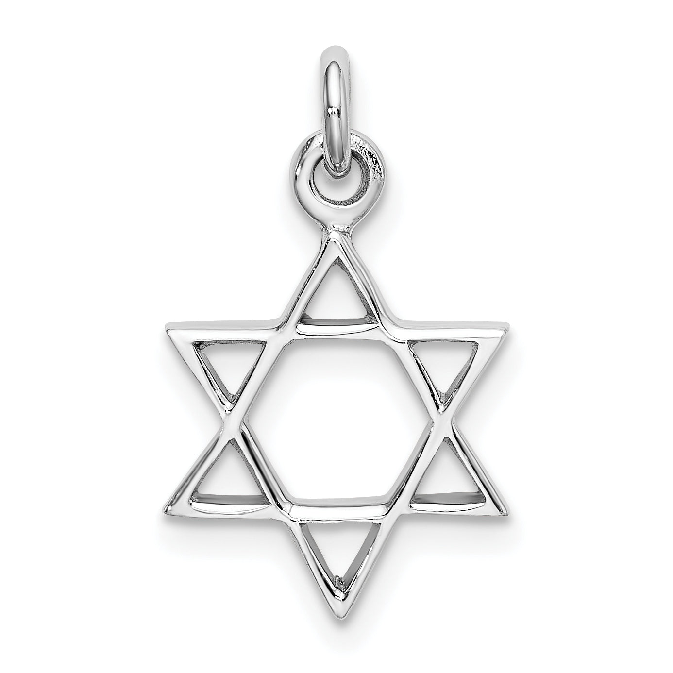 Sterling Silver Rhodium-plated Polished Star of David Pendant Main image