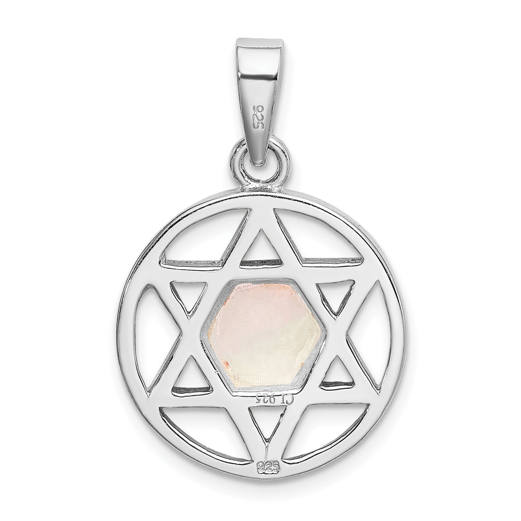 Sterling Silver 925 Star of David Pendant with MOP Inlay