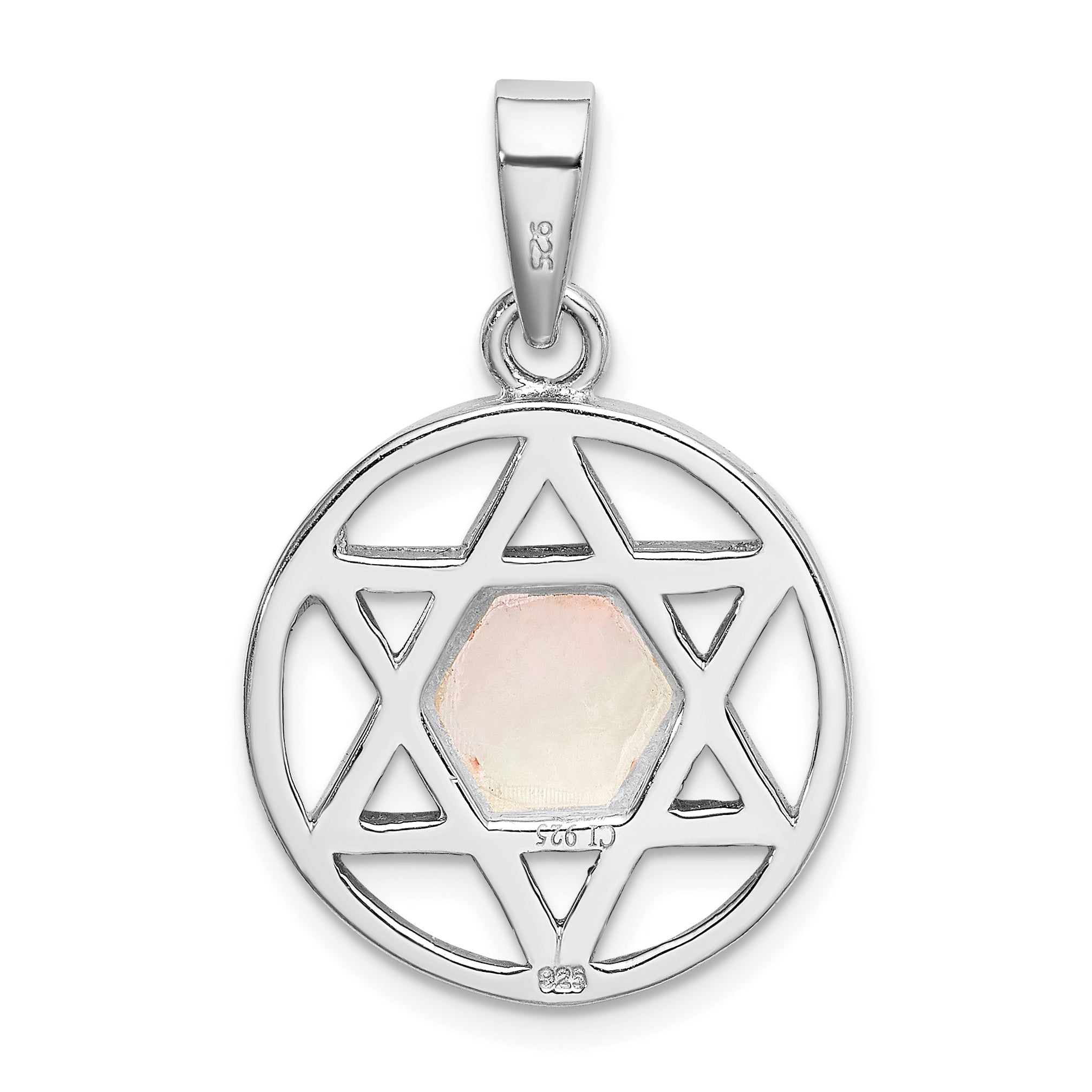 Sterling Silver 925 Star of David Pendant with MOP Inlay