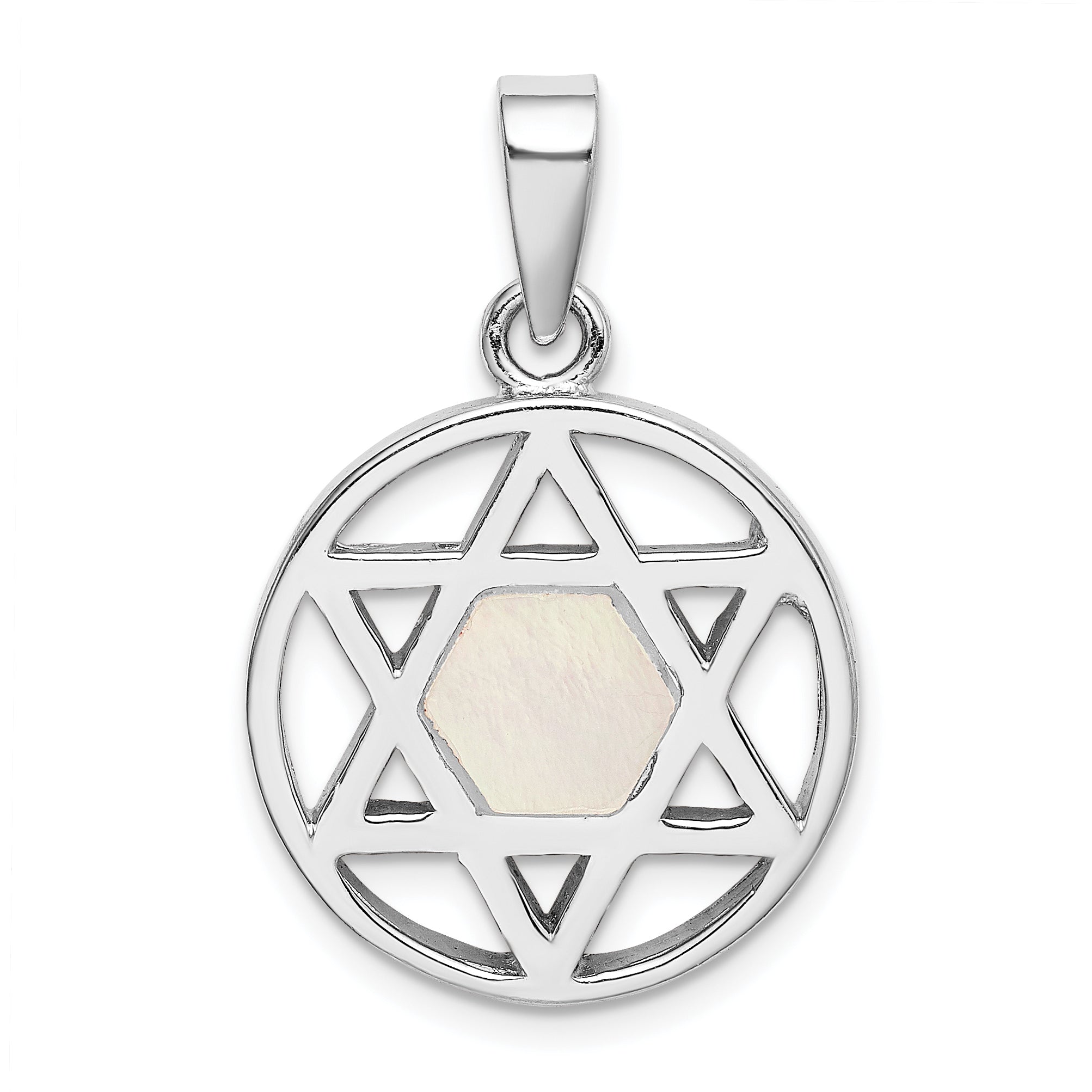 Sterling Silver Rhodium-plated MOP Star of David Pendant Main image