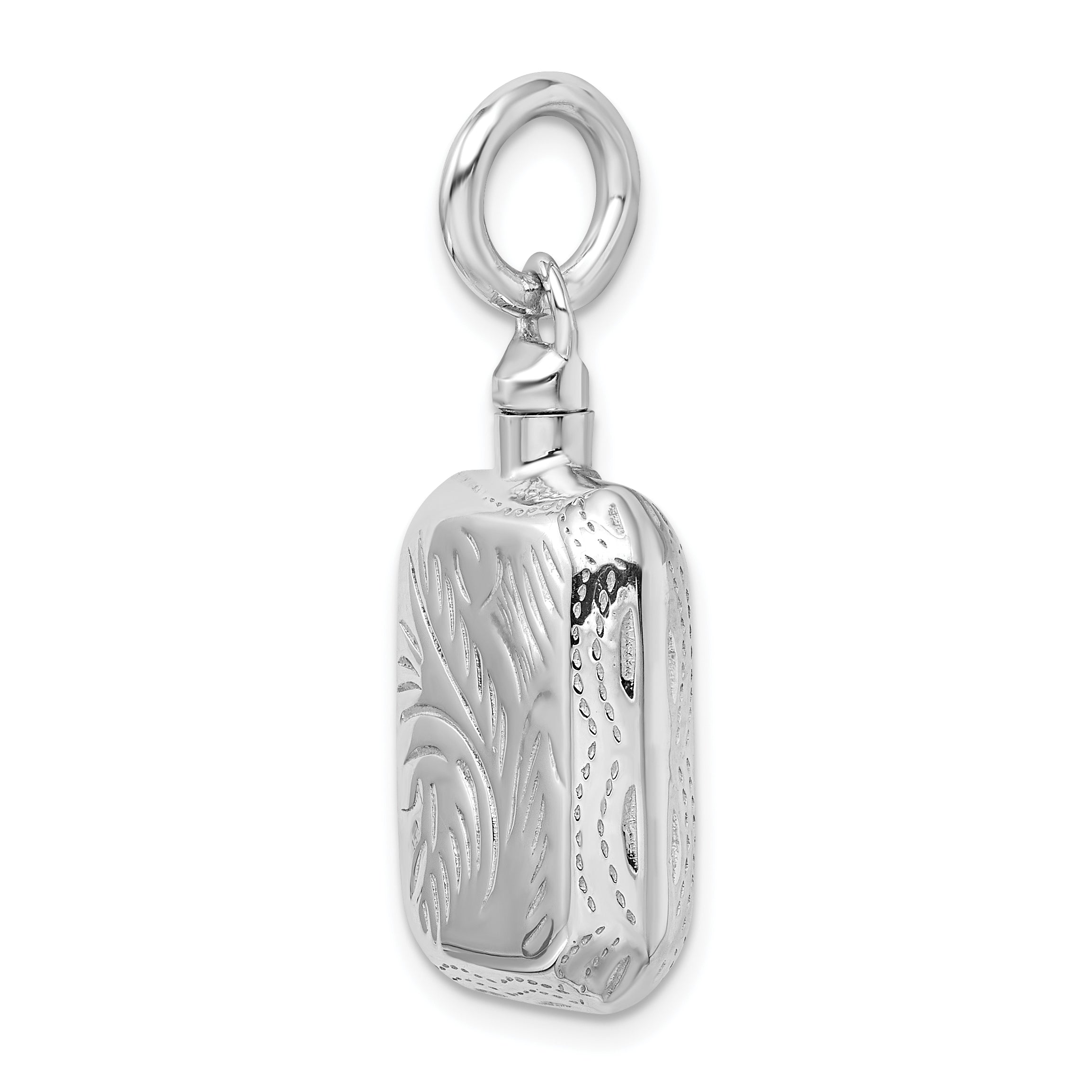 Sterling Silver Rhodium-Plated Ash Holder Pendant with Polished 3D Design Secondary image