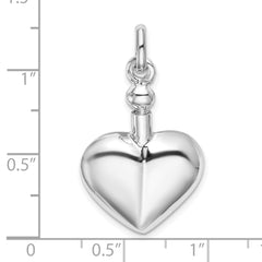 Sterling Silver 925 Polished Ash Holder Pendant with Rhodium Plating