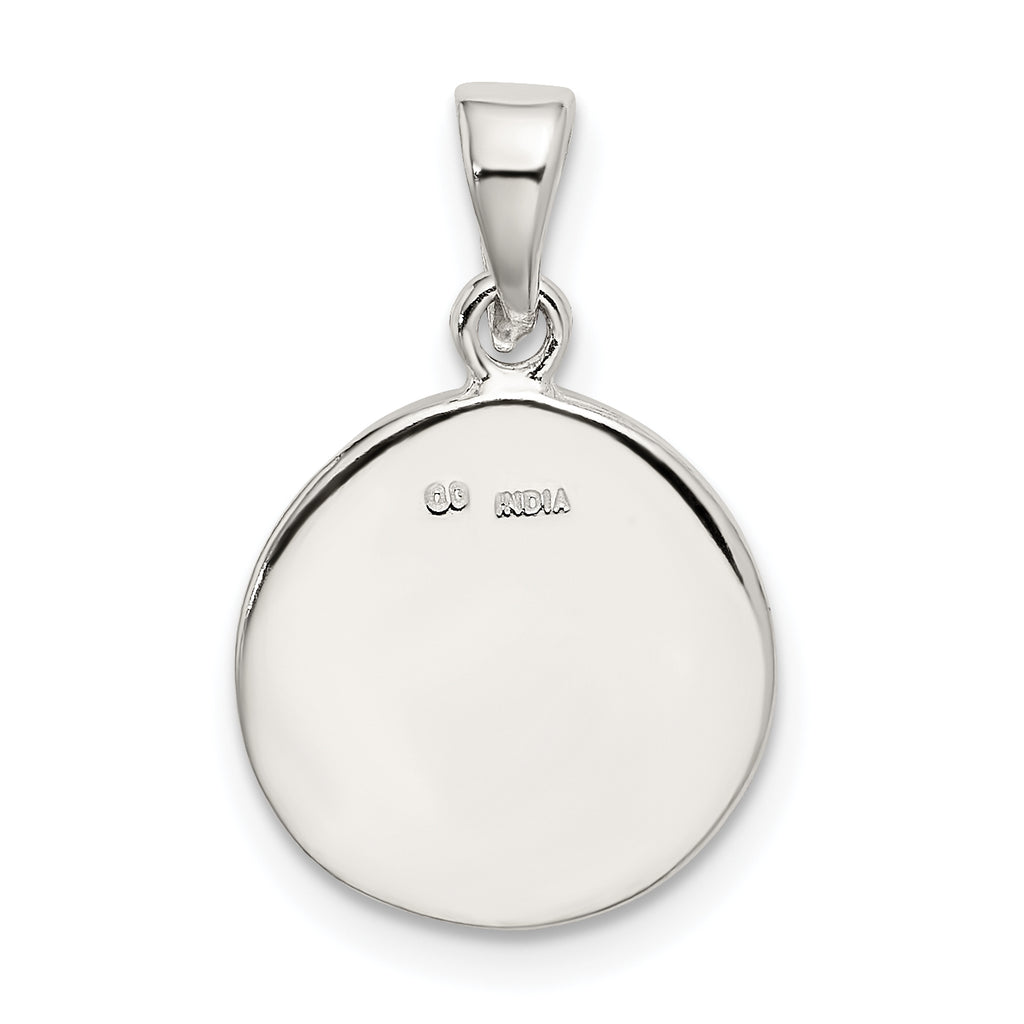 Sophia Jewelers Sterling Silver Enamel Glitter Circle Pendant