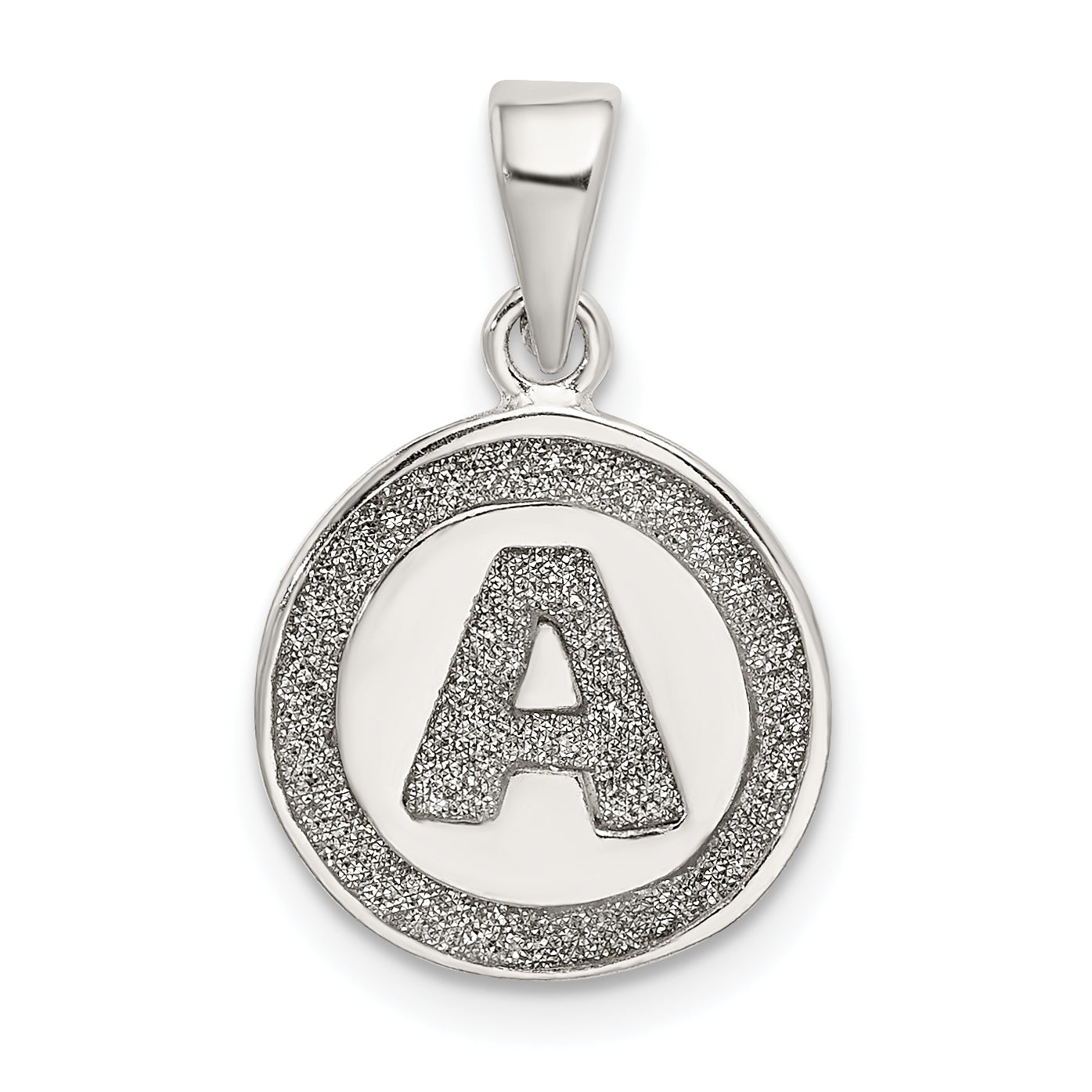 Sterling Silver Glitter Enamel Letter A Initial Circle Pendant Main image