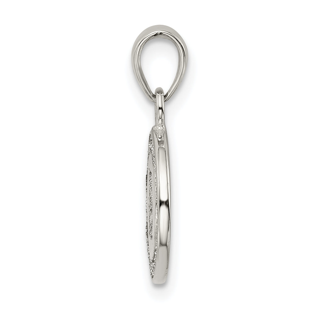 Sterling Silver Enamel Glitter 'B' Pendant with Polished Finish