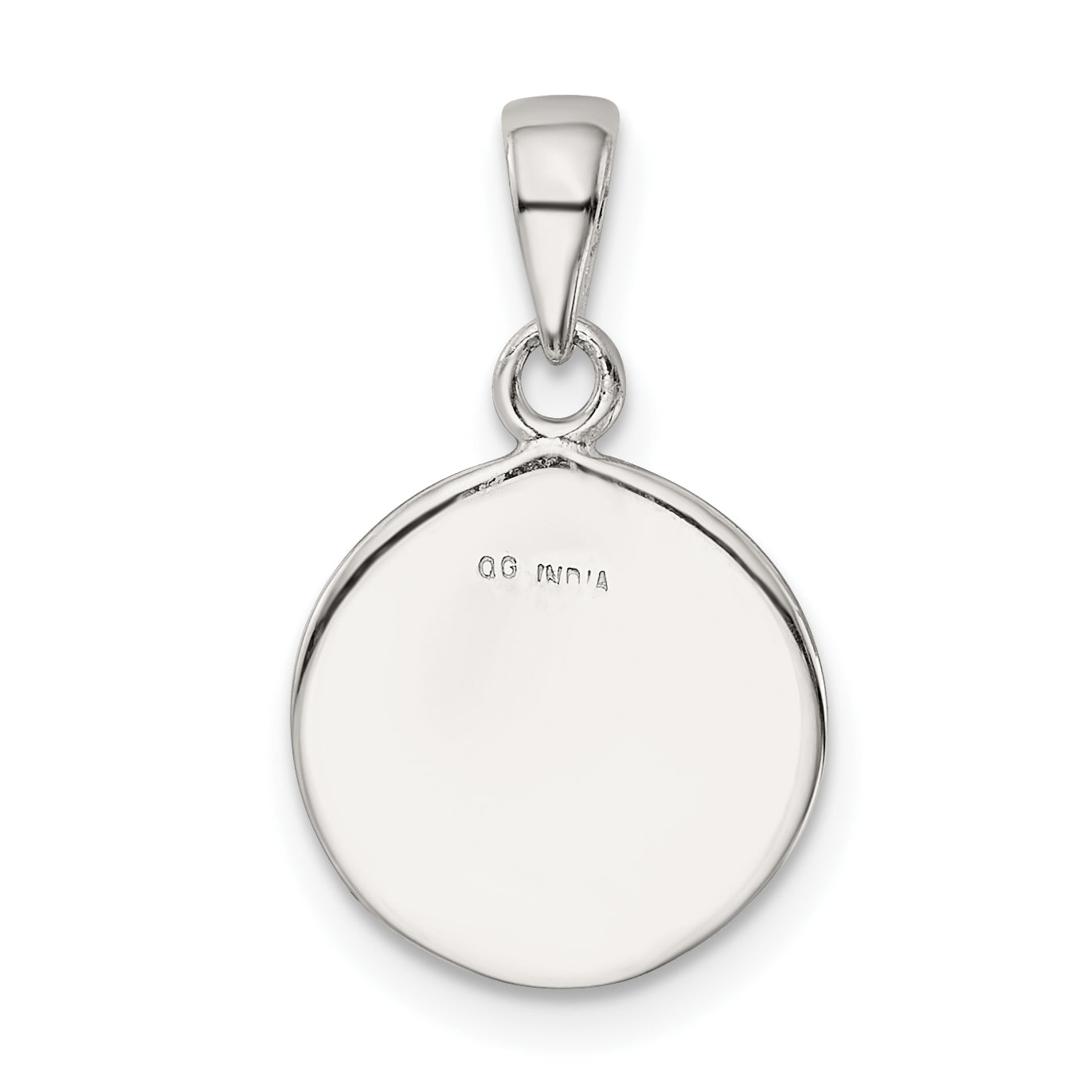 Sterling Silver Enamel Glitter 'B' Pendant with Polished Finish