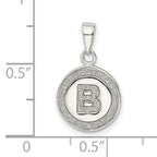 Sterling Silver Enamel Glitter 'B' Pendant with Polished Finish
