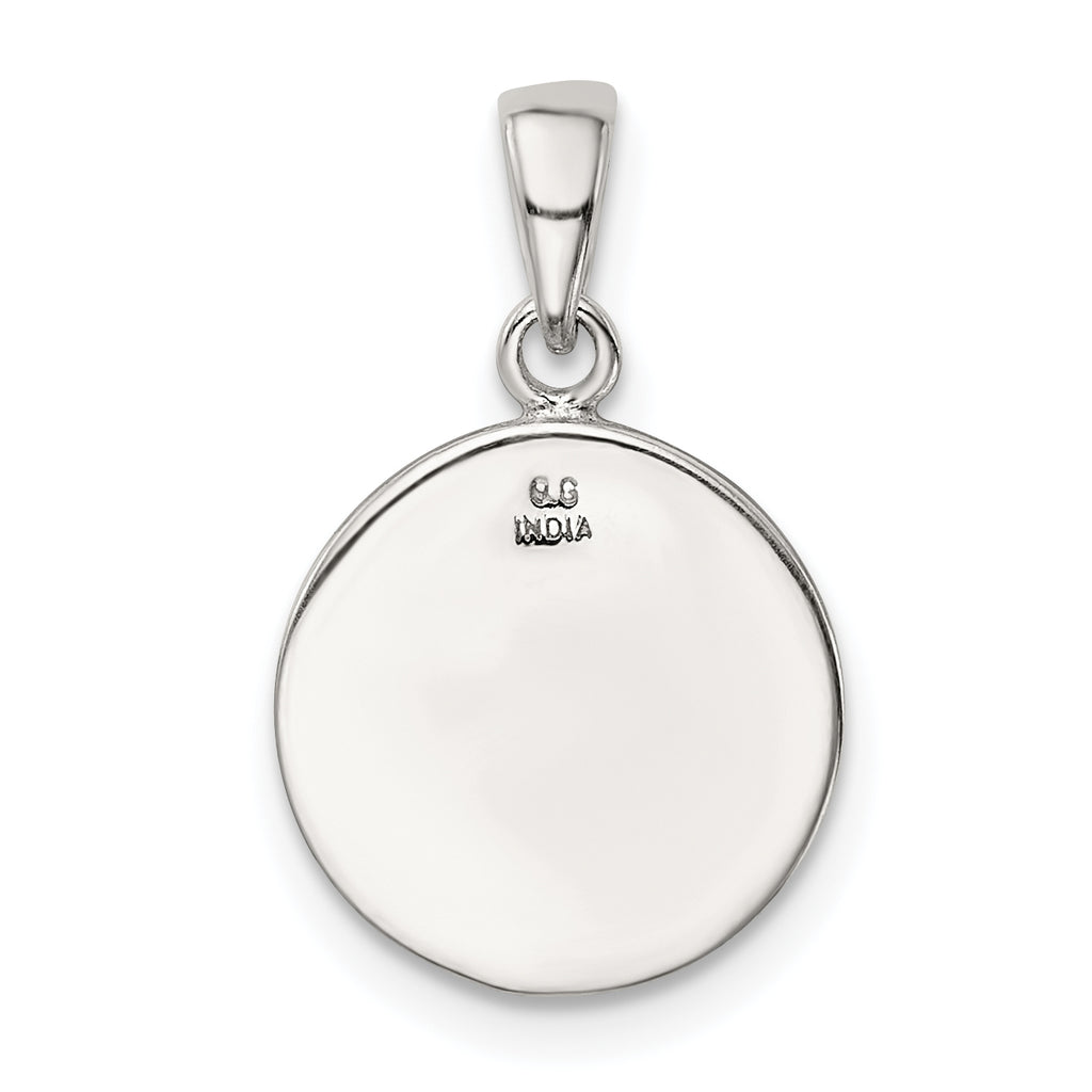 Sophia Jewelers Sterling Silver Glitter Enamel C Circle Pendant