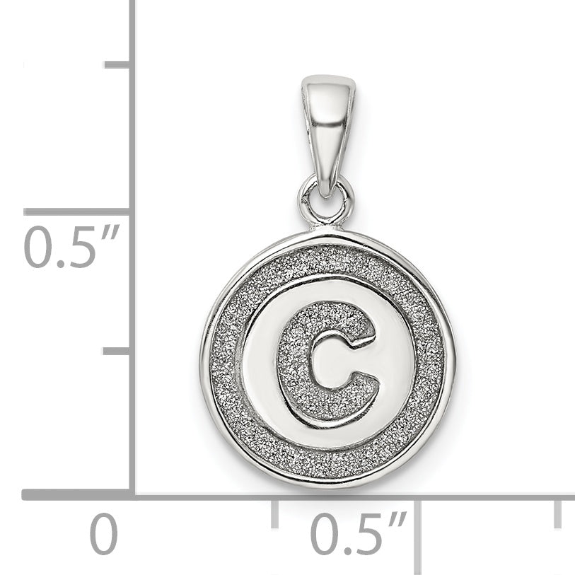 Sophia Jewelers Sterling Silver Glitter Enamel C Circle Pendant