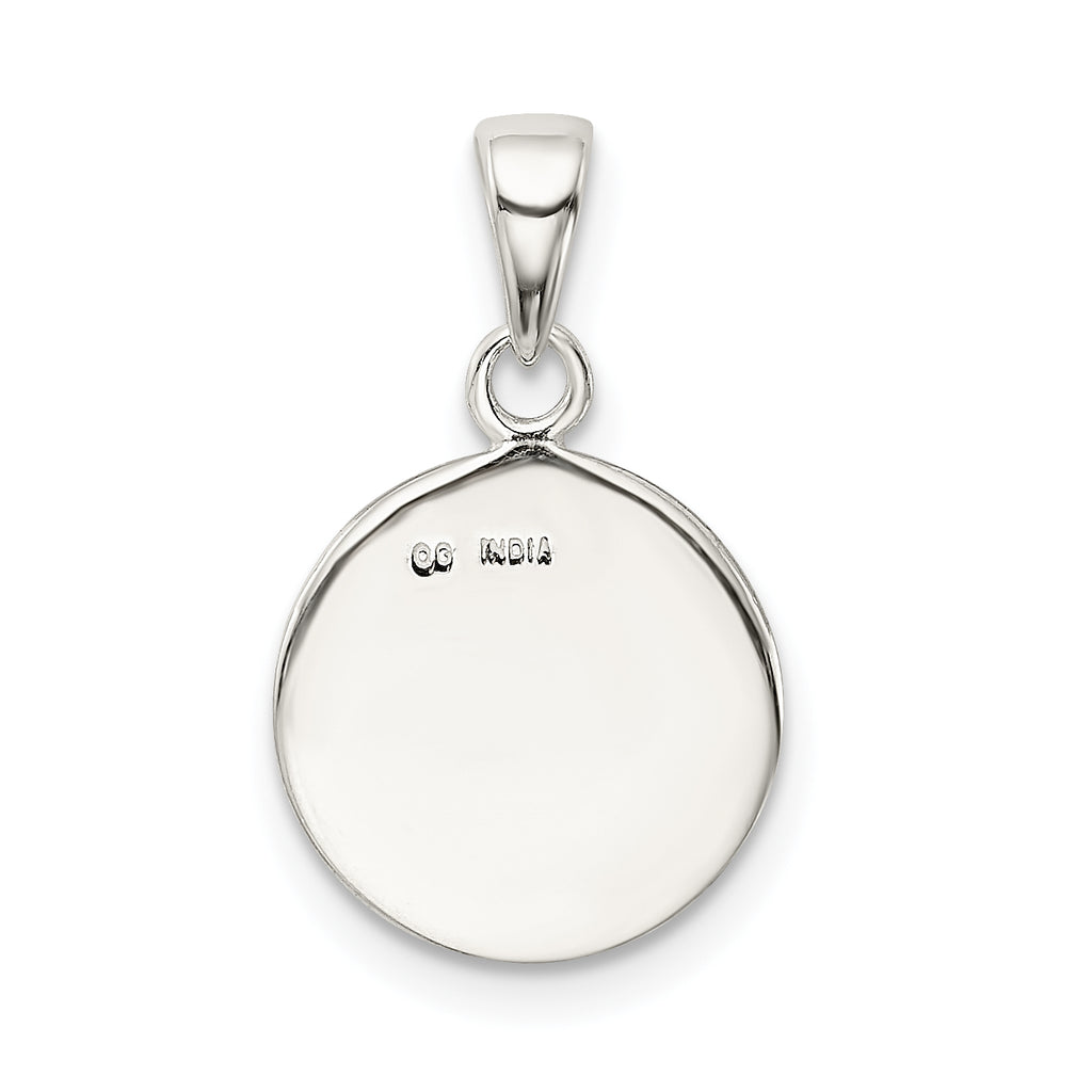 Sophia Jewelers 925 Sterling Silver Glitter Enamel Circle Pendant