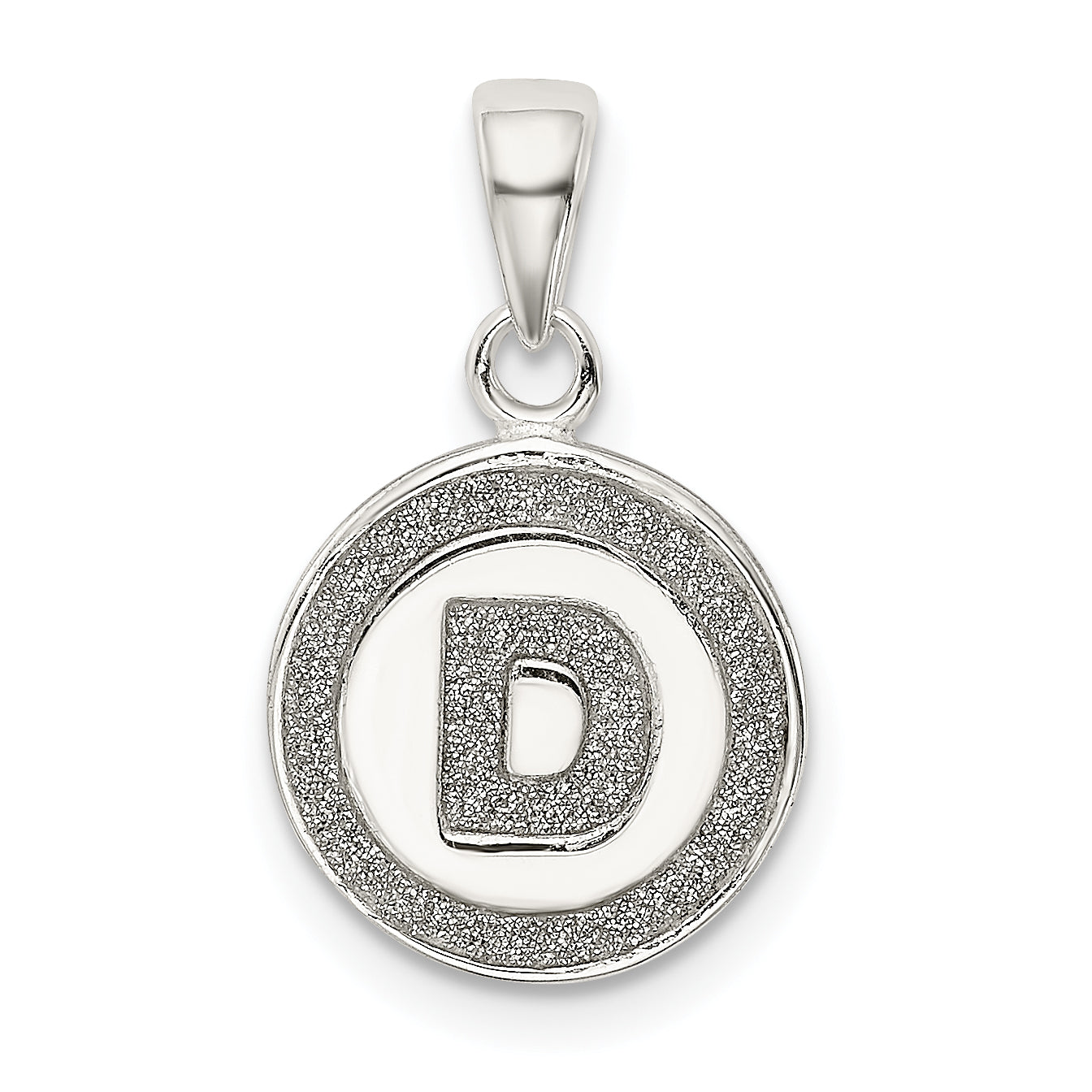 Sterling Silver Glitter Enamel Letter D Initial Circle Pendant Main image