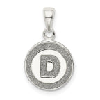 Sterling Silver Glitter Enamel Letter D Initial Circle Pendant
