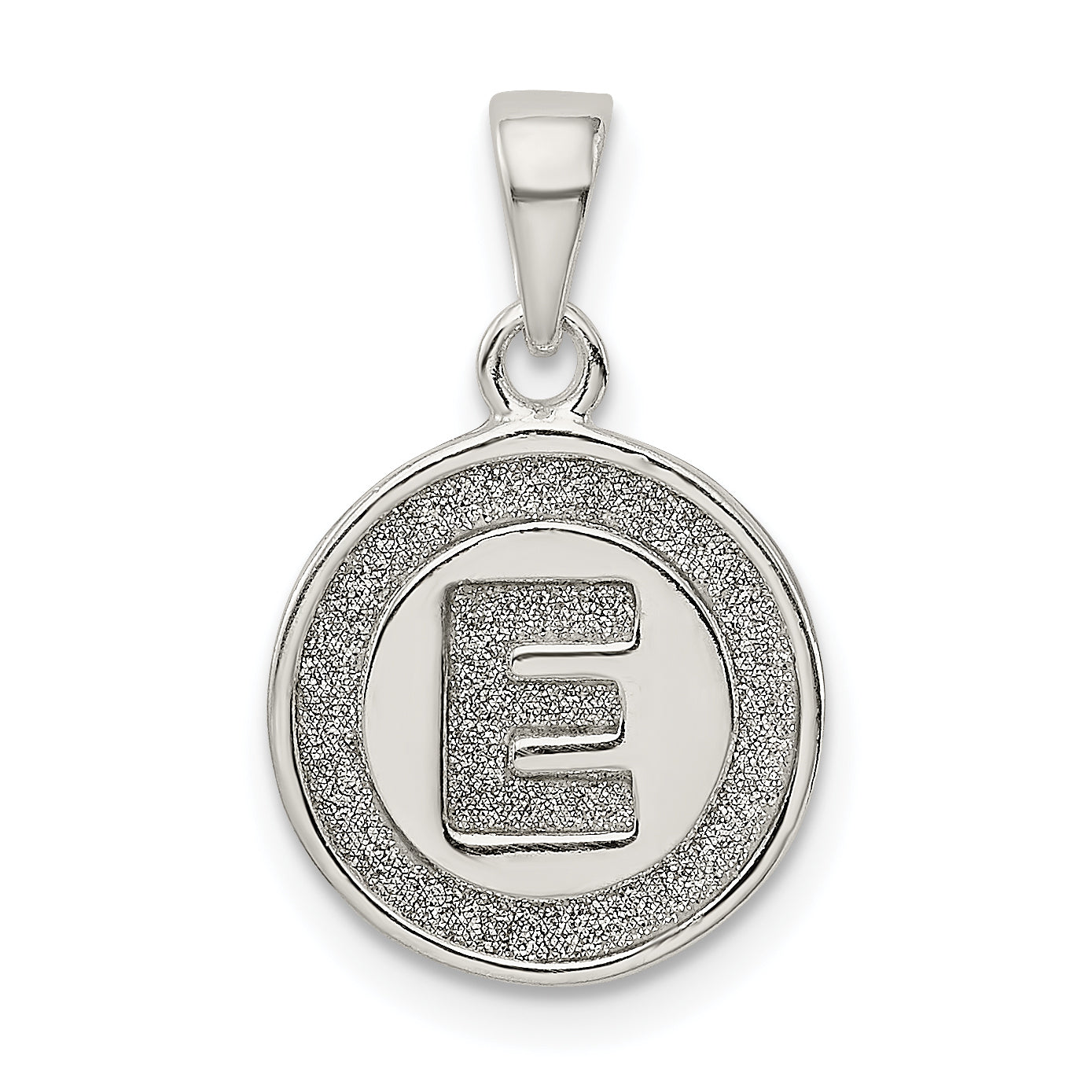 Sterling Silver Glitter Enamel Letter E Initial Circle Pendant Main image
