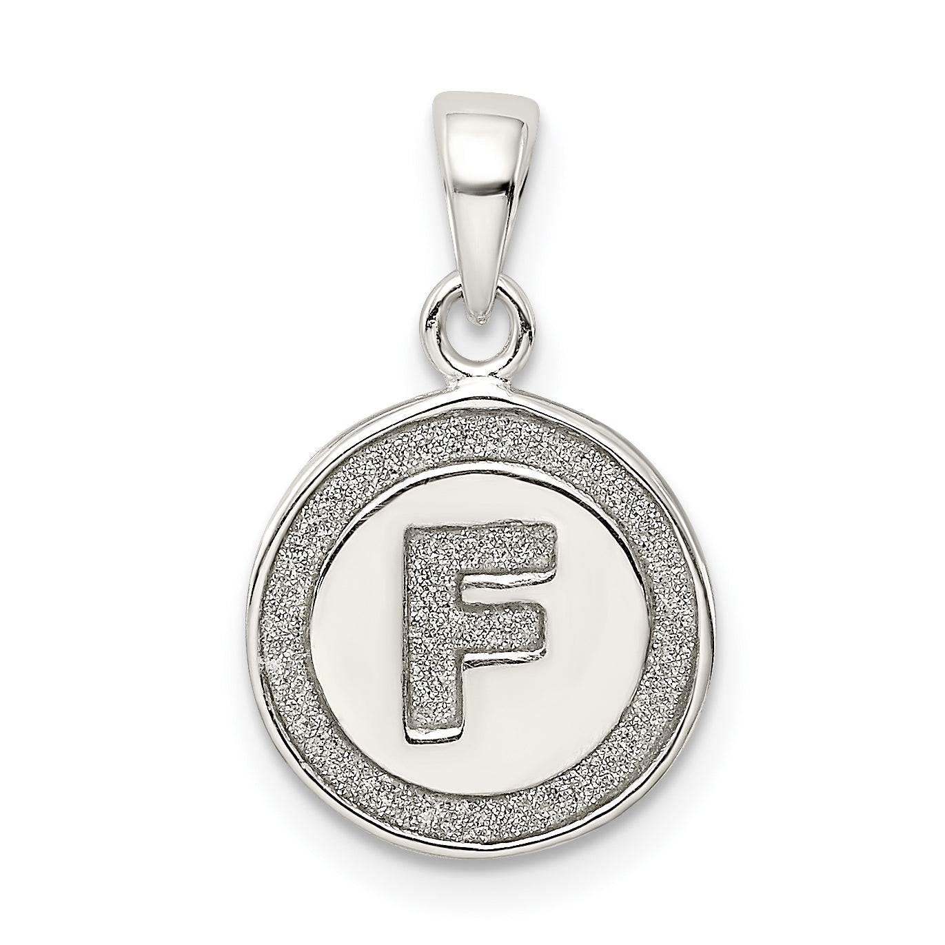 Sterling Silver Glitter Enamel Letter F Initial Circle Pendant Main image
