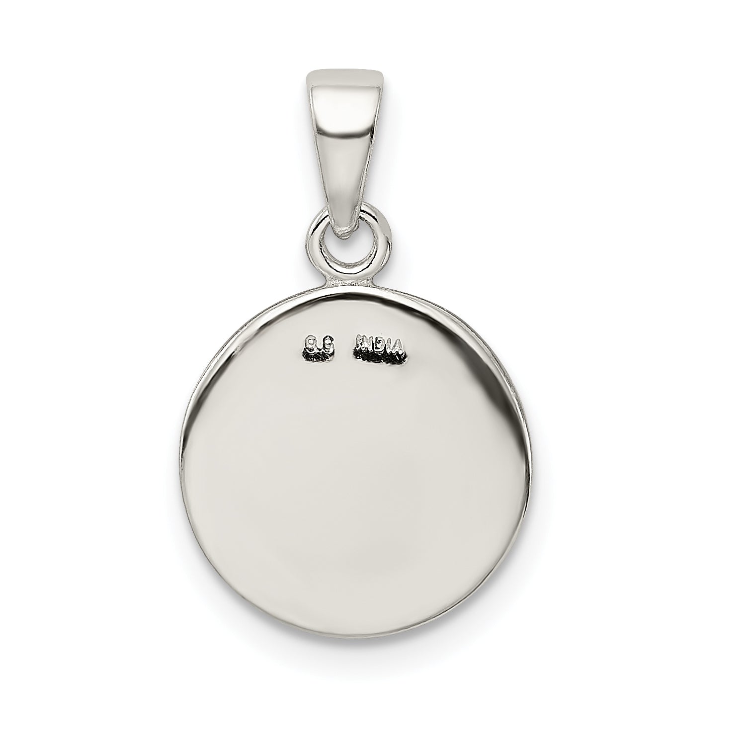 Sterling Silver 925 Circle Pendant with Glitter Enamel Letter G