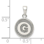 Sterling Silver 925 Circle Pendant with Glitter Enamel Letter G