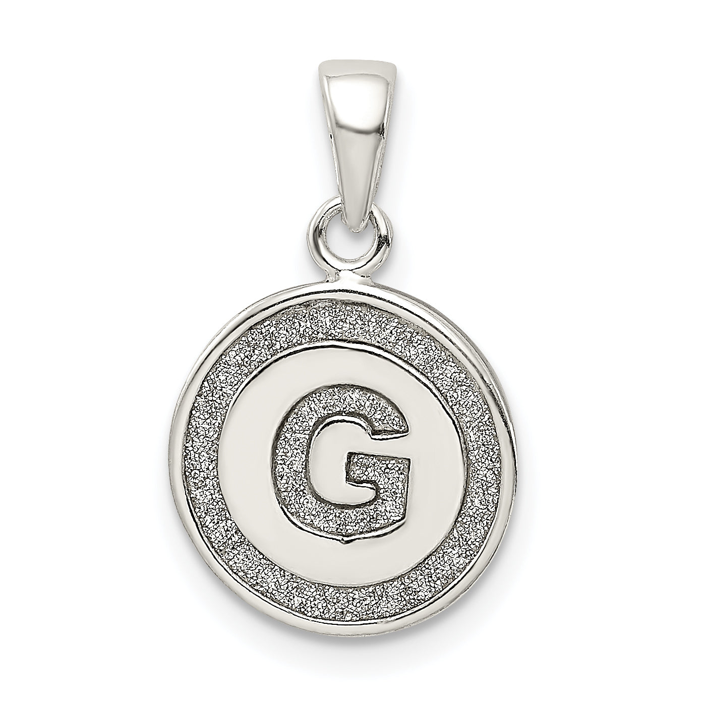 Sterling Silver Glitter Enamel Letter G Initial Circle Pendant Main image