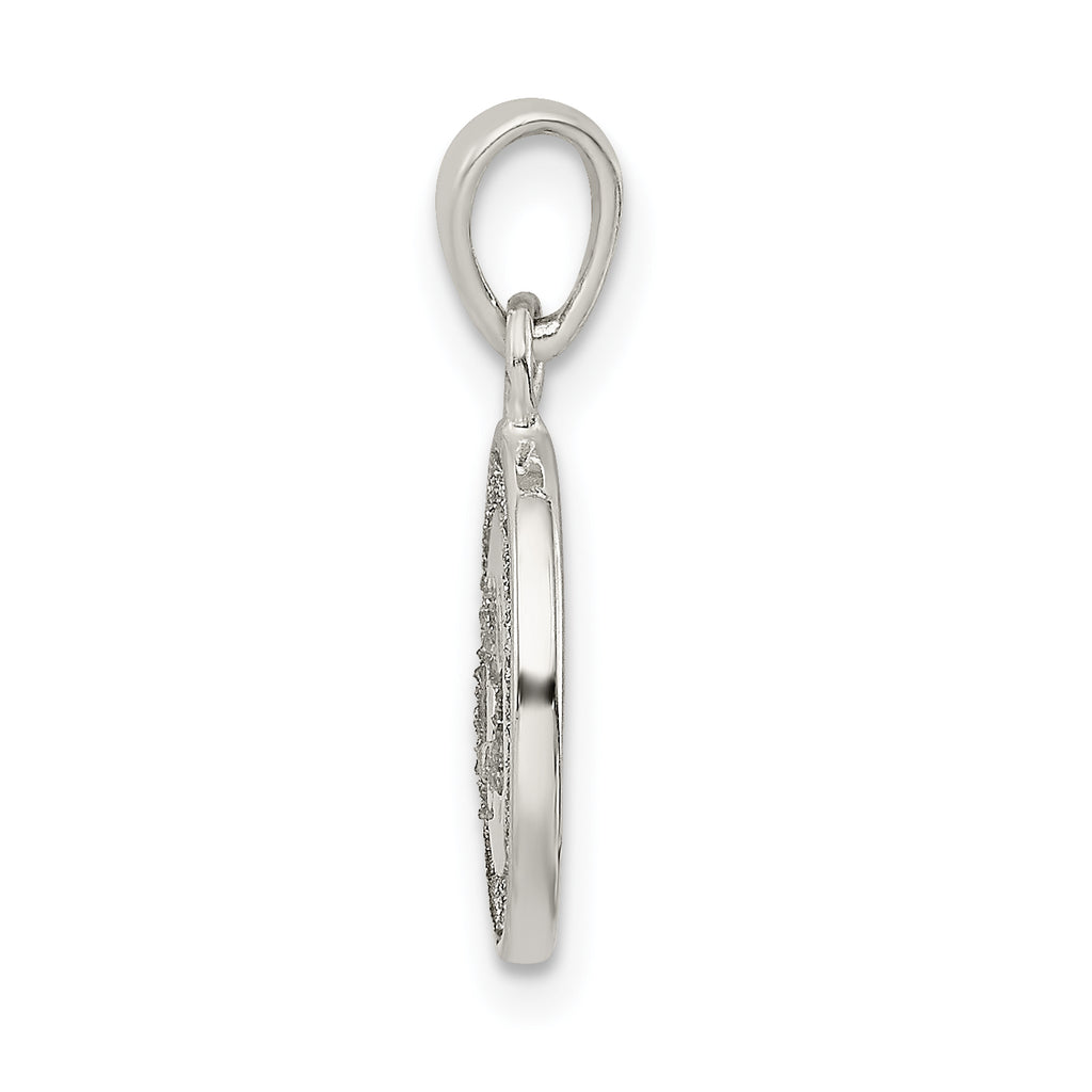 Sophia Jewelers Sterling Silver Enamel Glitter Letter H Circle Pendant
