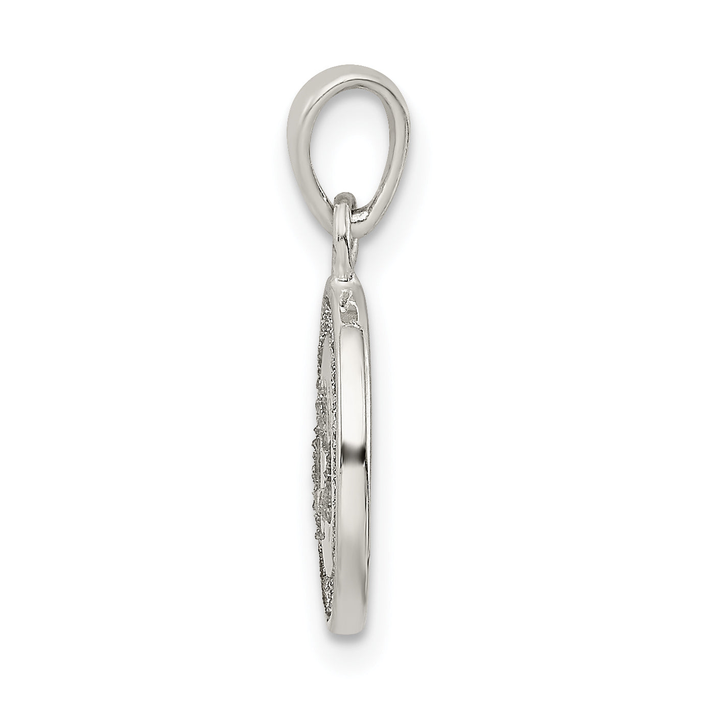 Sophia Jewelers Sterling Silver Enamel Glitter Letter H Circle Pendant