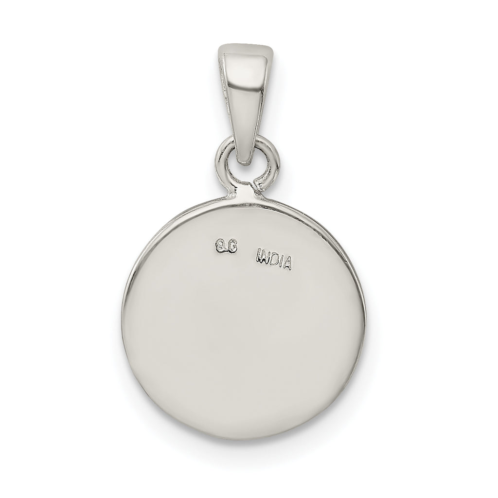 Sophia Jewelers Sterling Silver Enamel Glitter Letter H Circle Pendant