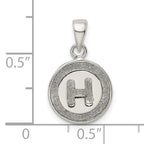Sophia Jewelers Sterling Silver Enamel Glitter Letter H Circle Pendant