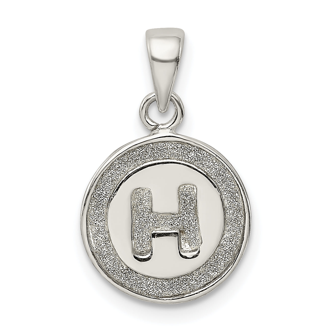 Sterling Silver Glitter Enamel Letter H Initial Circle Pendant Main image
