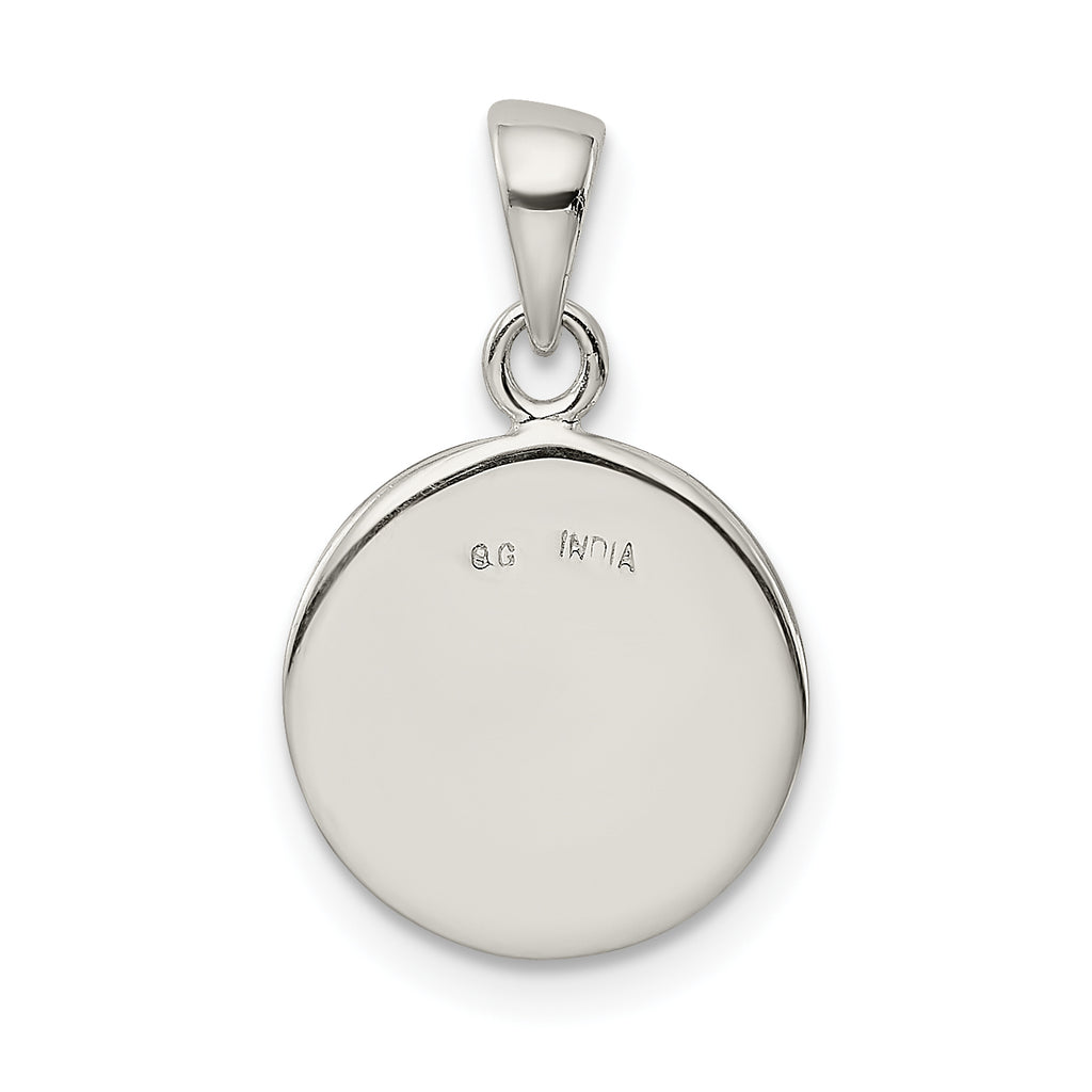 Sterling Silver 925 Enamel Glitter Pendant Elegant Polished Finish