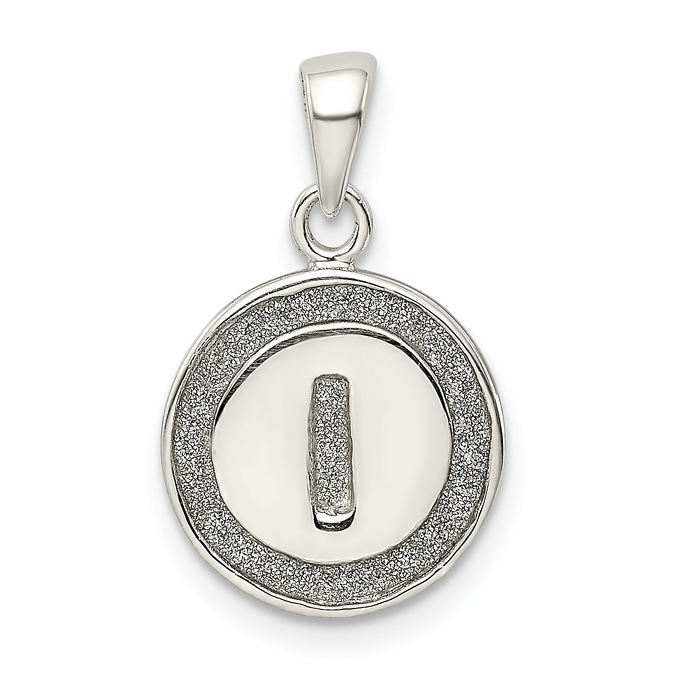 Sterling Silver Glitter Enamel Letter I Initial Circle Pendant Main image