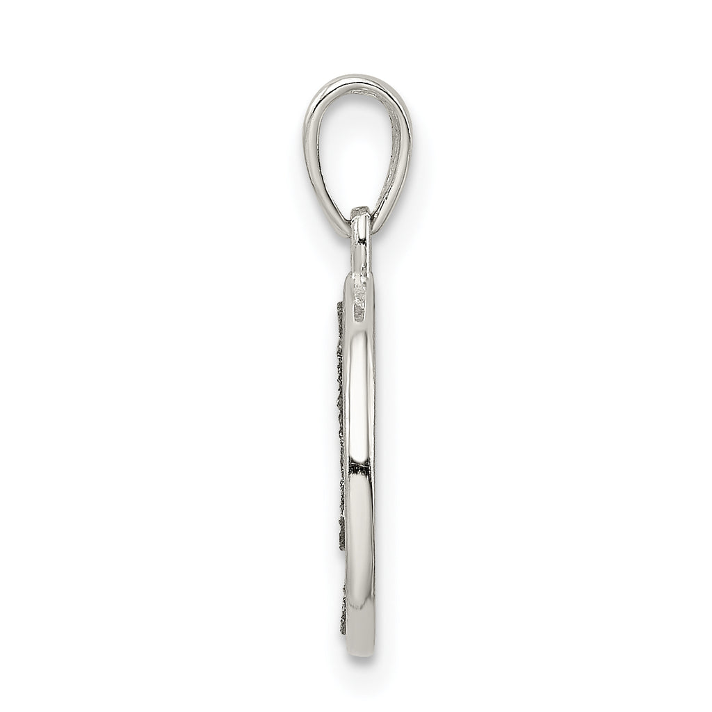 Sophia Jewelers 925 Sterling Silver Glitter Enamel J Pendant Polished Finish