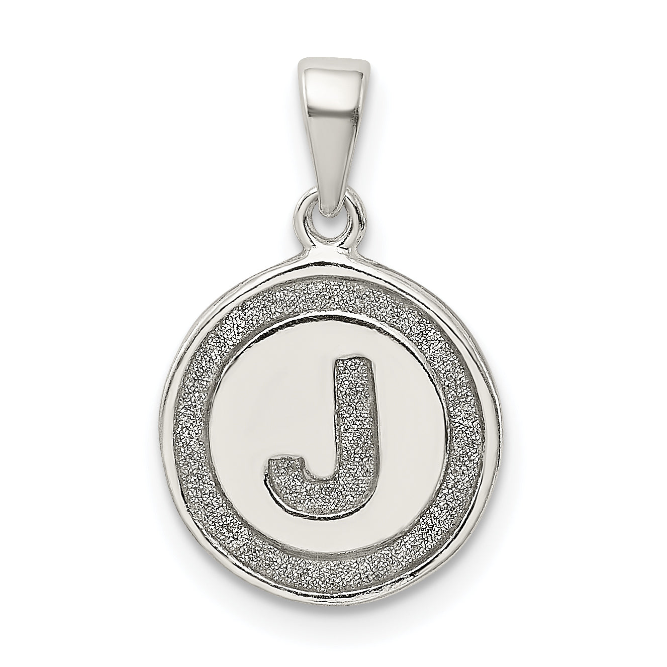 Sterling Silver Glitter Enamel Letter J Initial Circle Pendant Main image