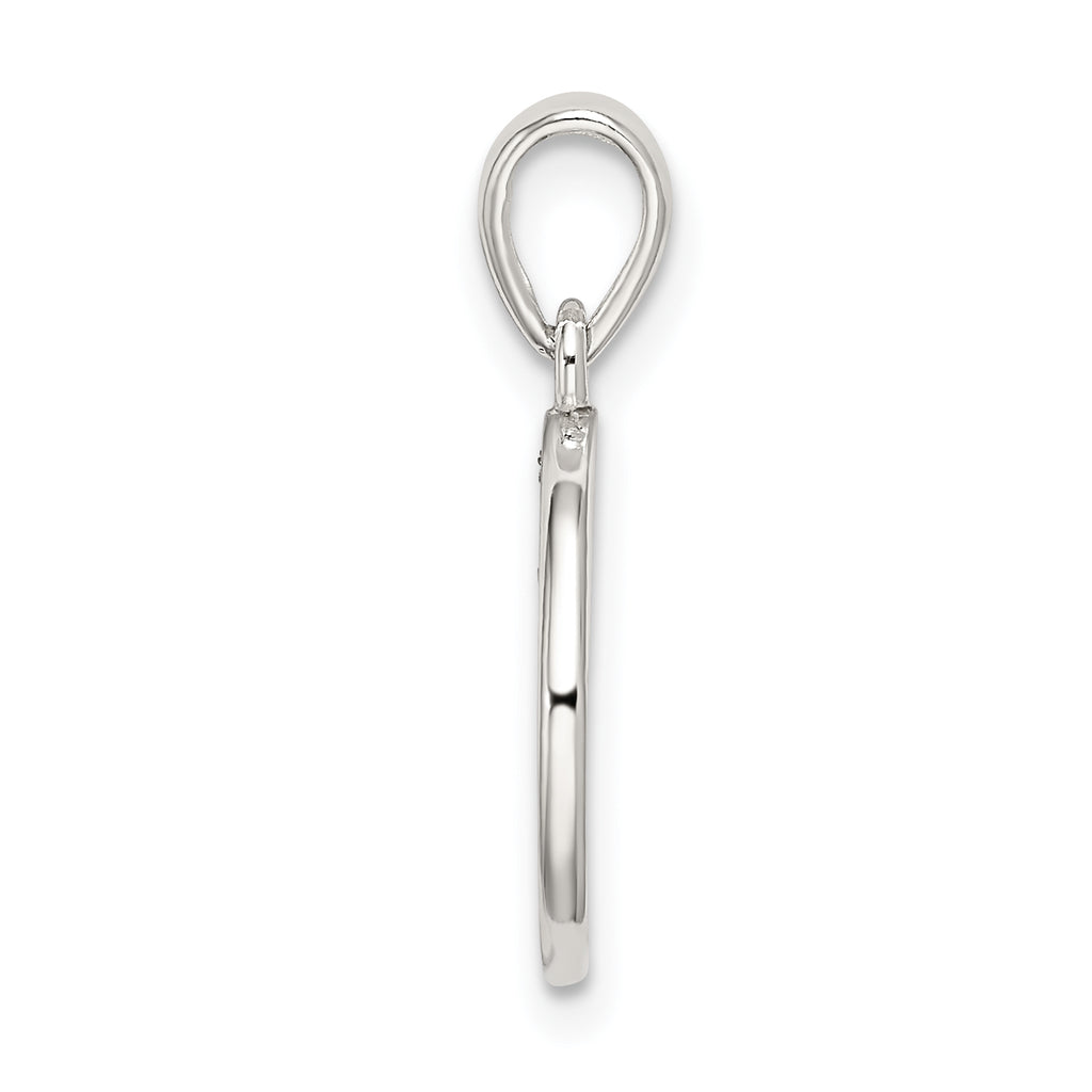 Sterling Silver Glitter Enamel Letter K Pendant Polished Finish