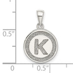 Sterling Silver Glitter Enamel Letter K Pendant Polished Finish