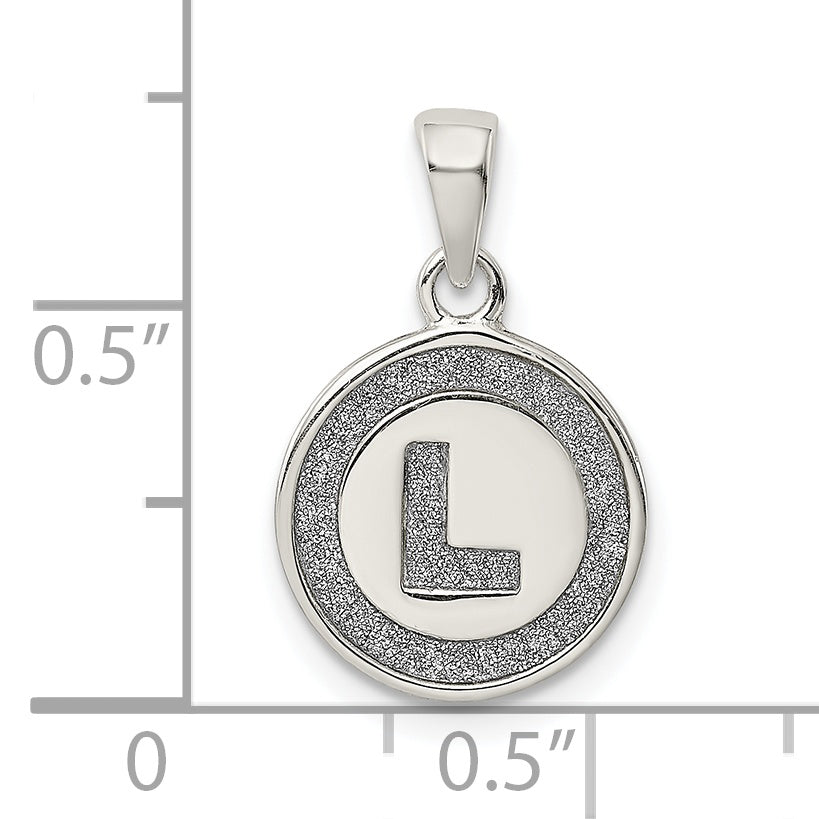 Sophia Jewelers Sterling Silver Enamel L Pendant with Glitter Finish