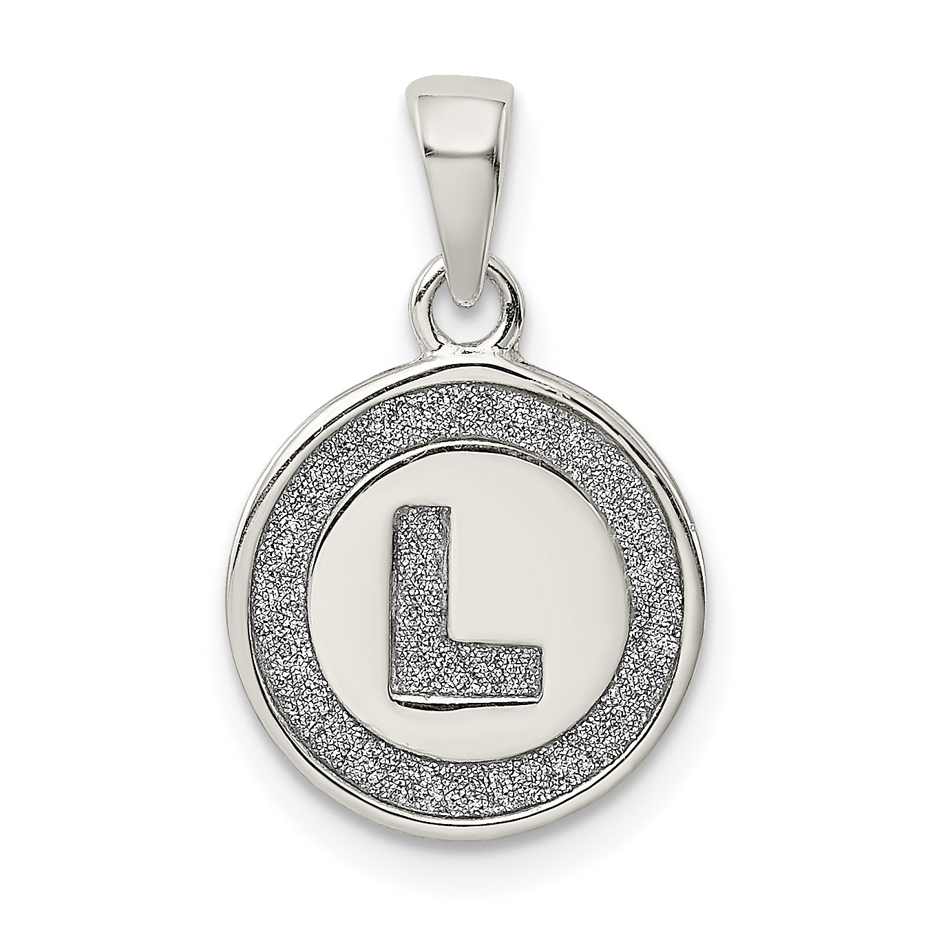 Sterling Silver Glitter Enamel Letter L Initial Circle Pendant Main image