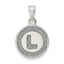 Sterling Silver Glitter Enamel Letter L Initial Circle Pendant