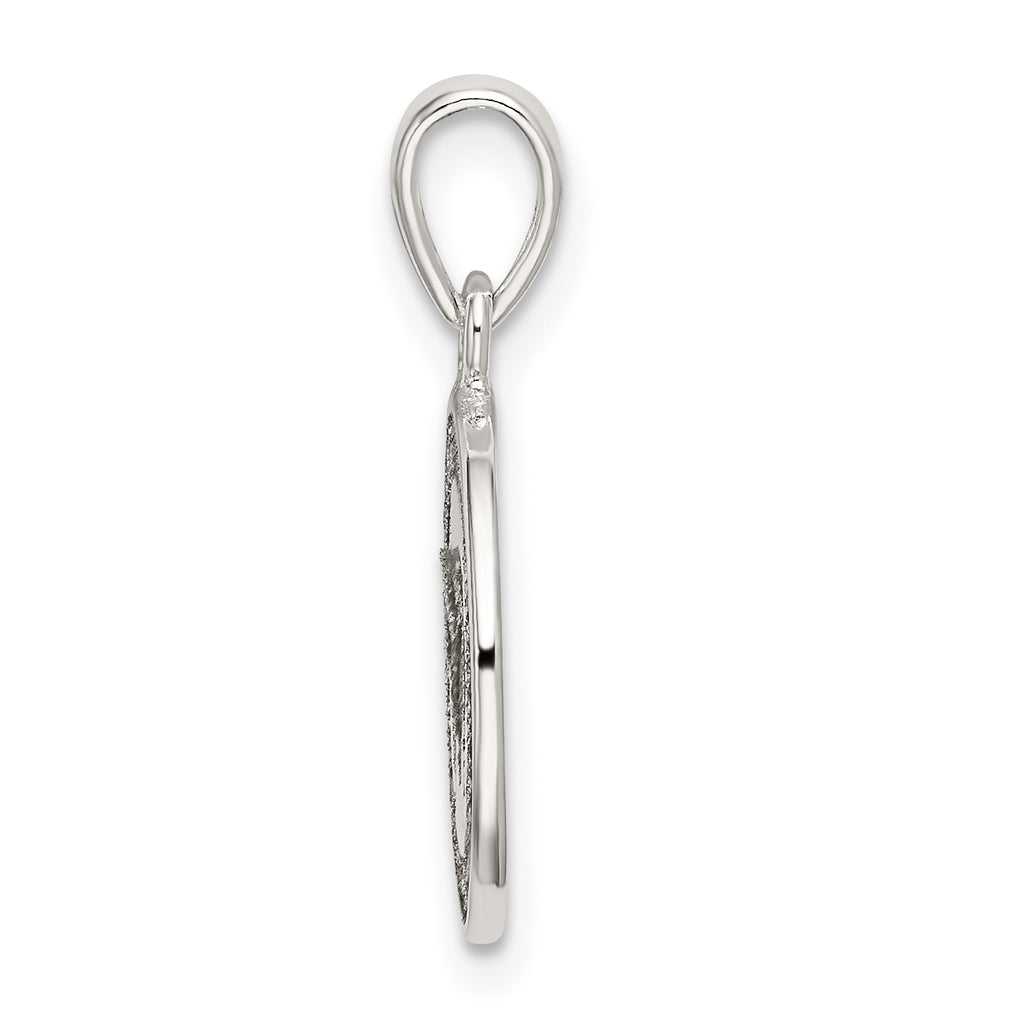Sterling Silver 925 Polished Enamel Glitter Letter M Pendant