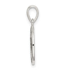 Sterling Silver 925 Polished Enamel Glitter Letter M Pendant