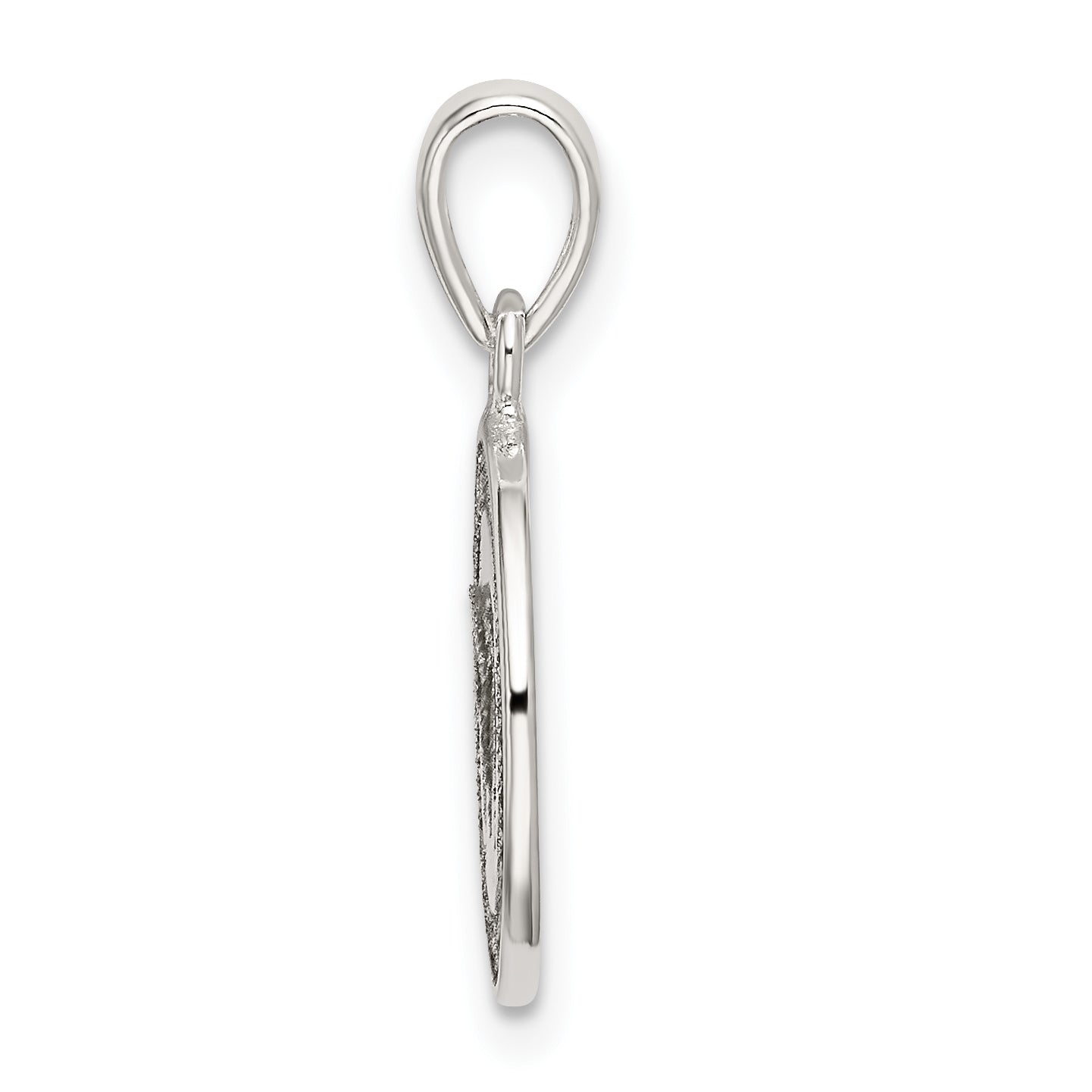 Sterling Silver 925 Polished Enamel Glitter Letter M Pendant